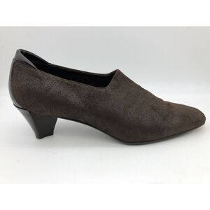 Donald Pliner Brown Texture Suede Slip On Pump Kitten Heels Shoes Size 9.5 M‎